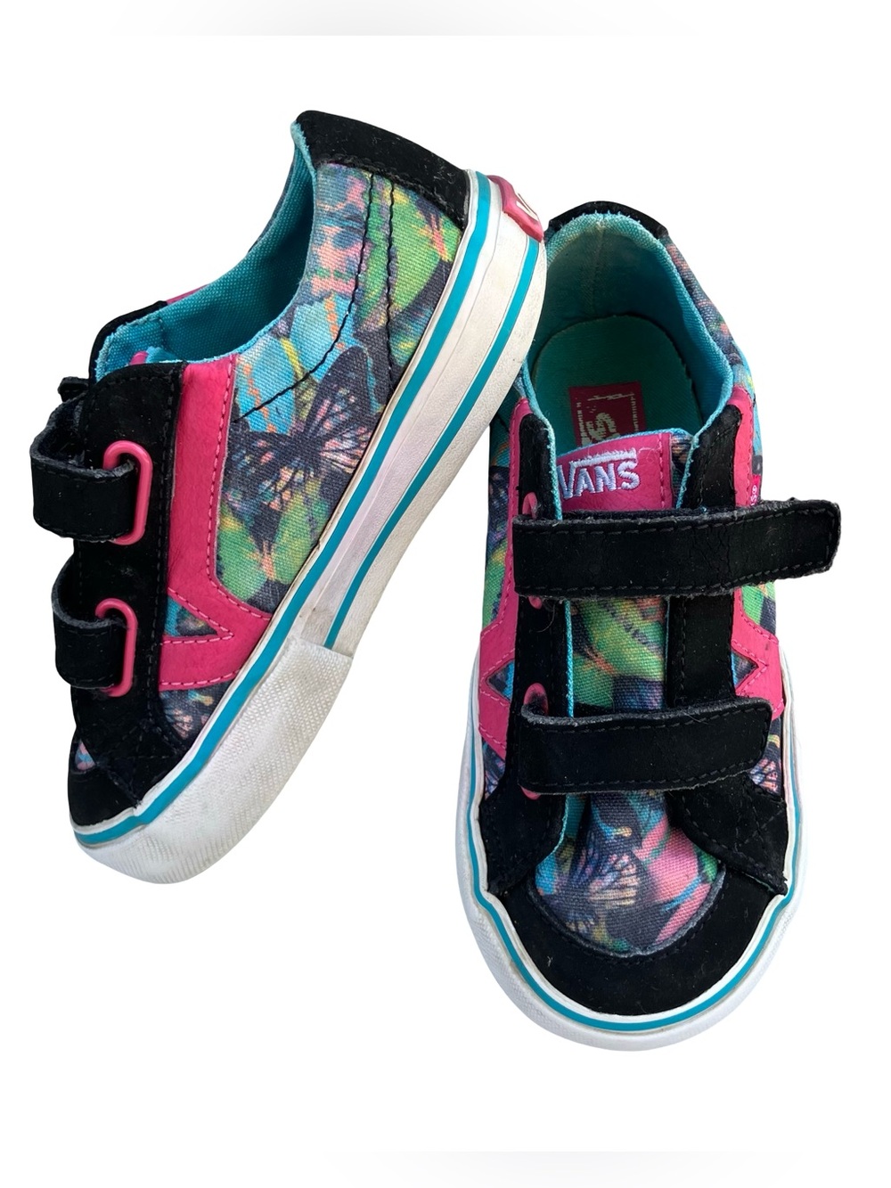 Vans Kids' Butterfly Print slipon Sneakers in Black & Pink